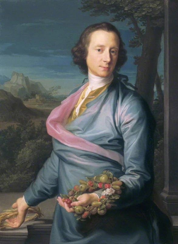 Ritratto di Sir Matthew Fetherstonhaugh (1714 - 1774), 1 ° Bt, MP, con ghirlande di frutta e mais, Batoni Pompeo